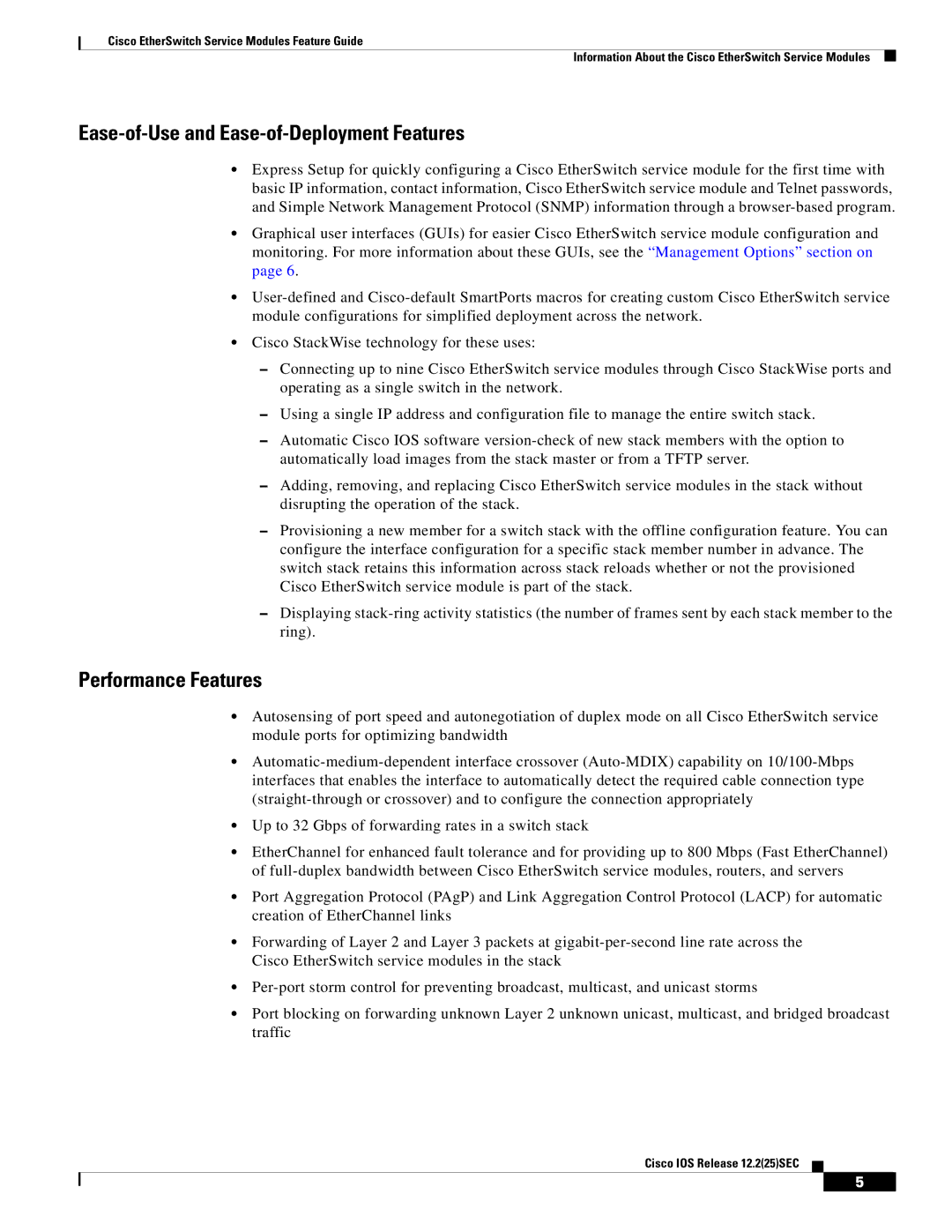 Cisco Systems NME-16ES-1G manual Ease-of-Use and Ease-of-Deployment Features, Performance Features 