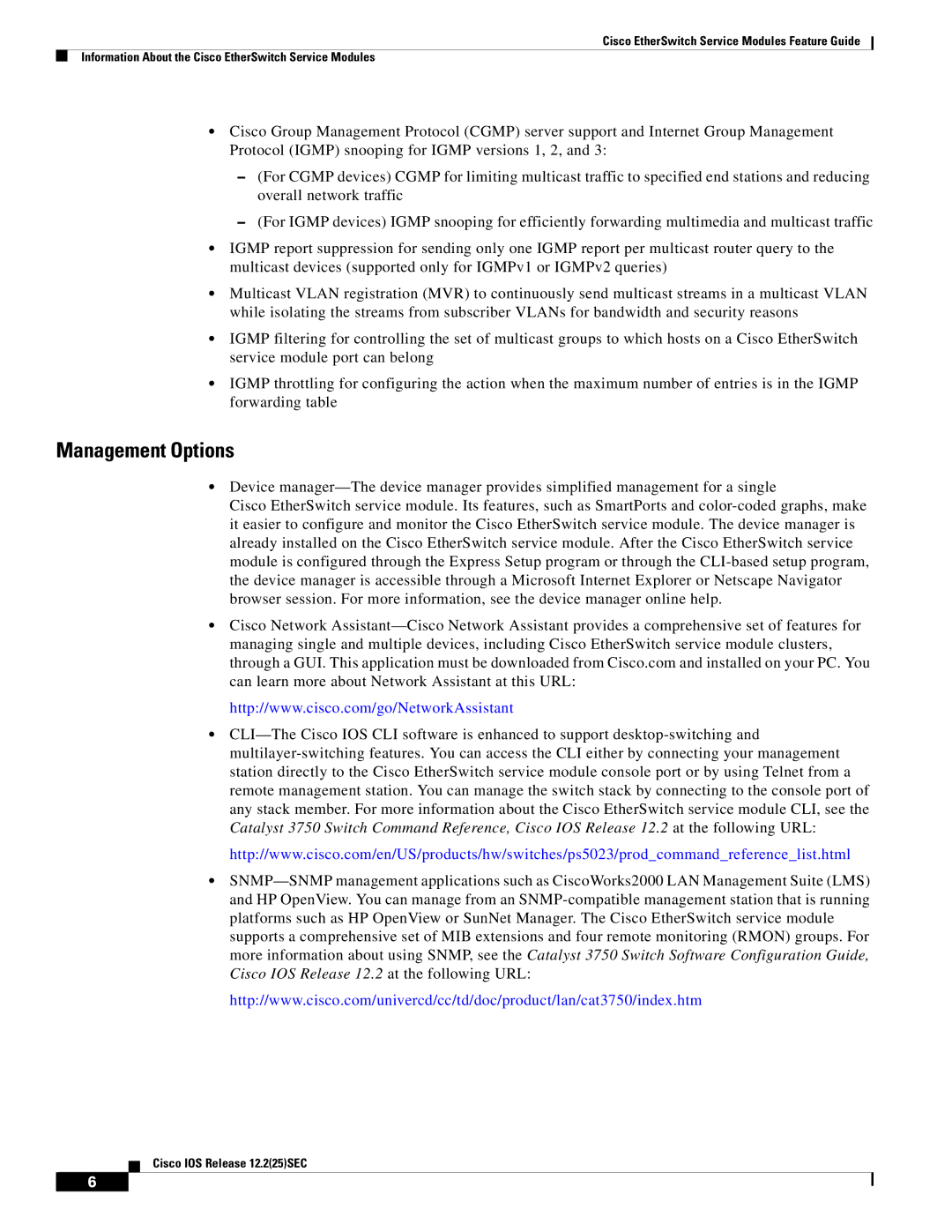 Cisco Systems NME-16ES-1G manual Management Options 