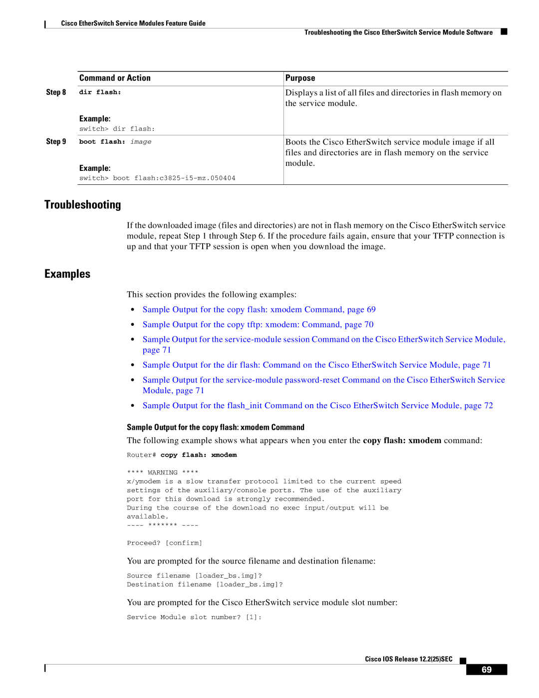 Cisco Systems NME-16ES-1G Troubleshooting, Sample Output for the copy flash xmodem Command, Router# copy flash xmodem 