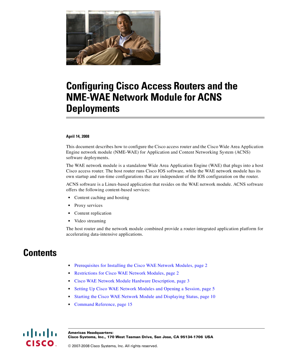 Cisco Systems NME-WAE manual Contents 