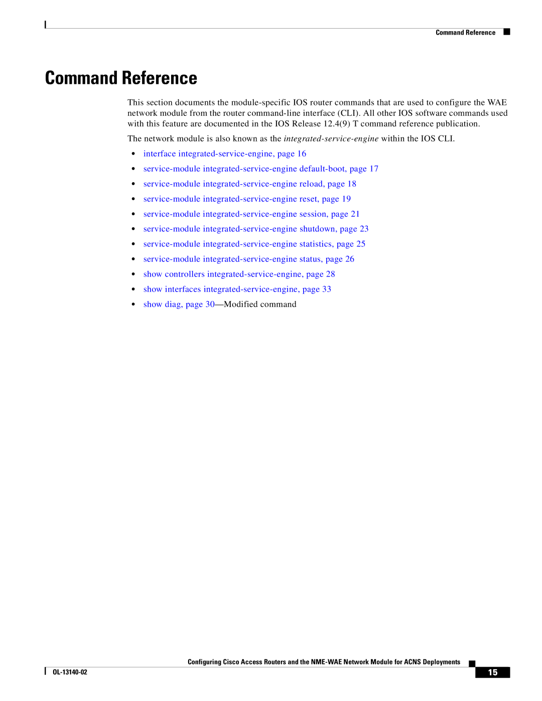 Cisco Systems NME-WAE manual Command Reference 