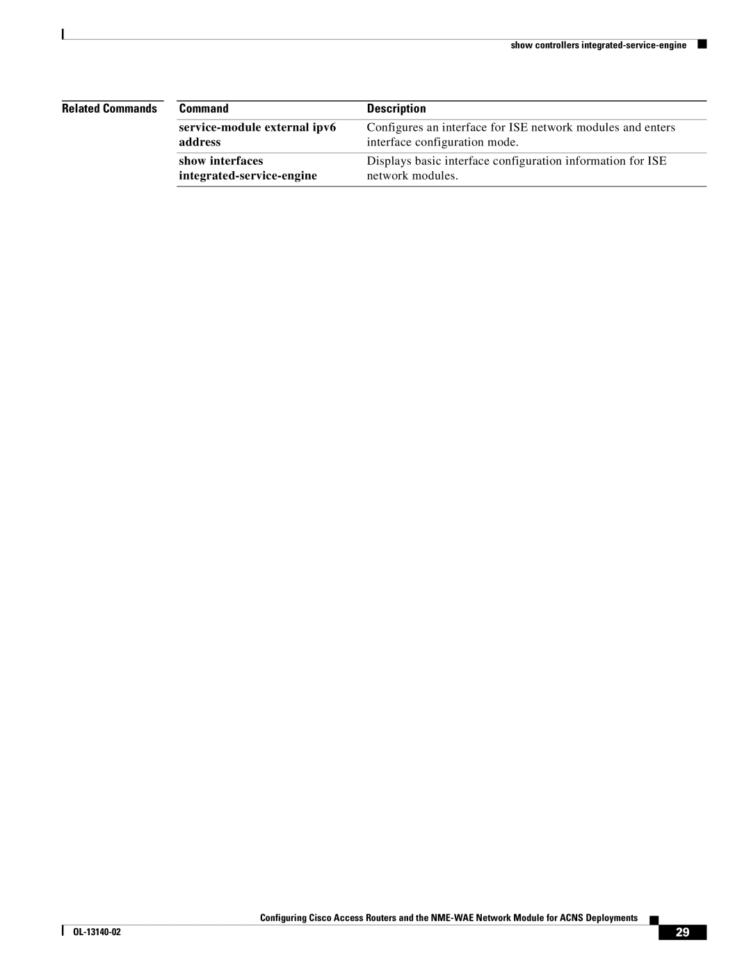 Cisco Systems NME-WAE manual Related Commands Description 