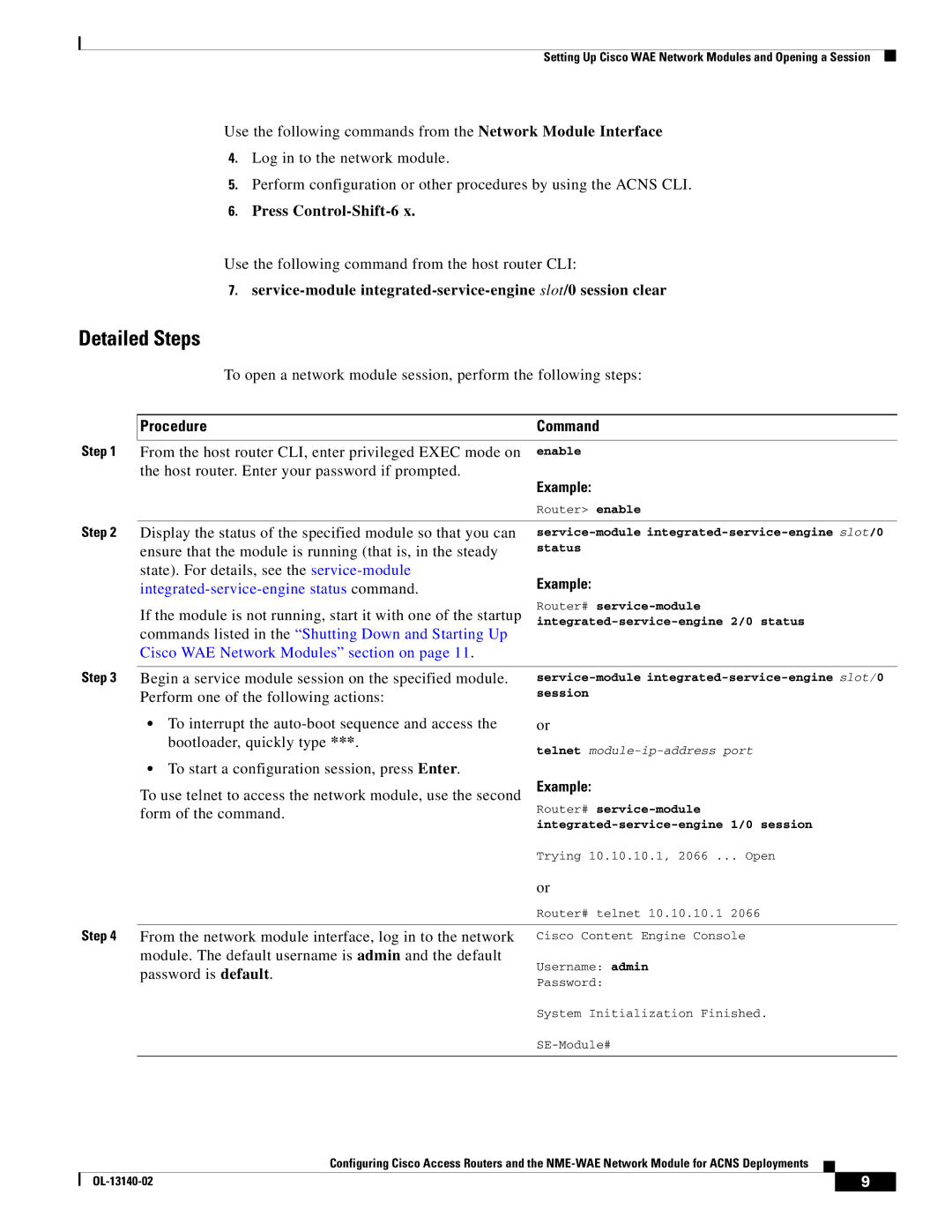 Cisco Systems NME-WAE manual Press Control-Shift-6 