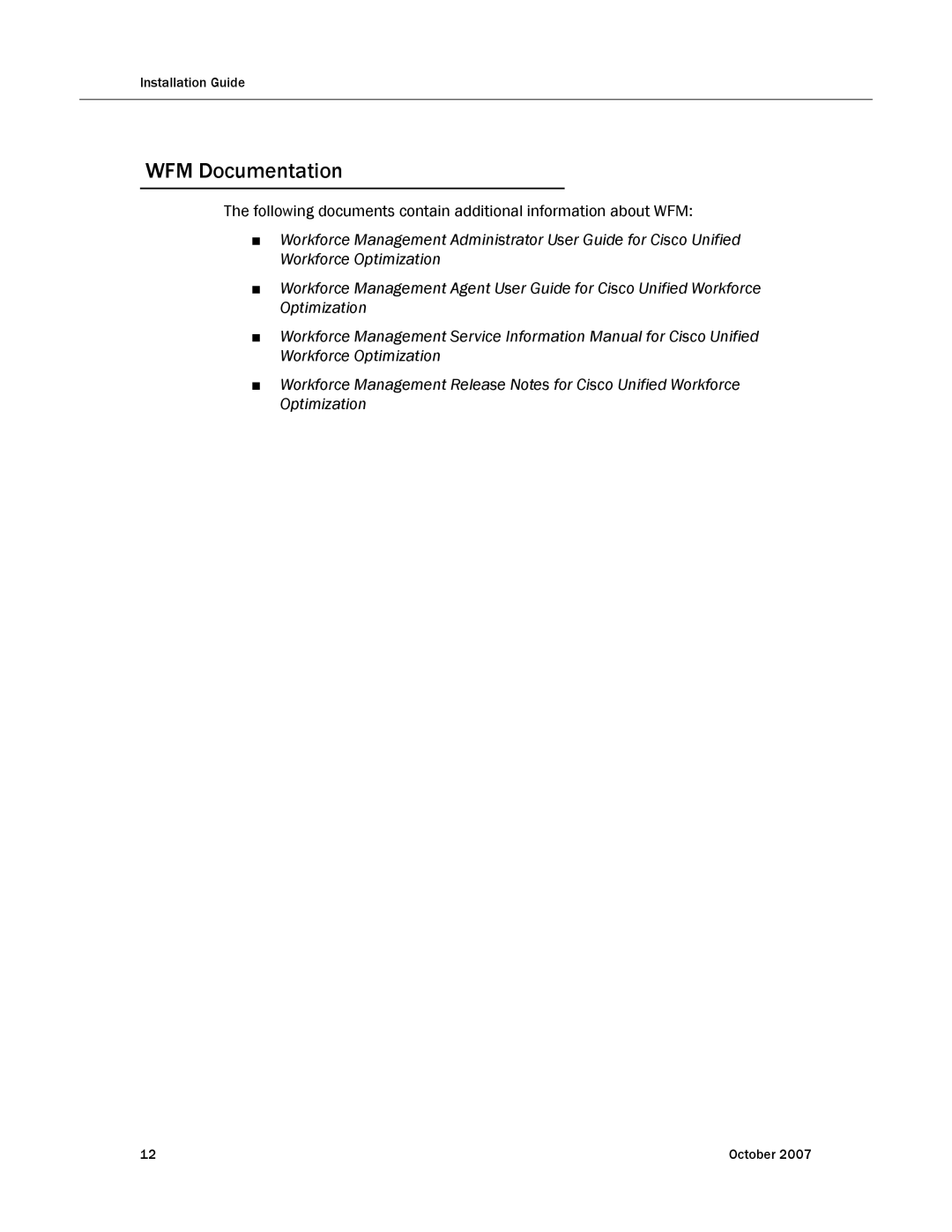 Cisco Systems none manual WFM Documentation 