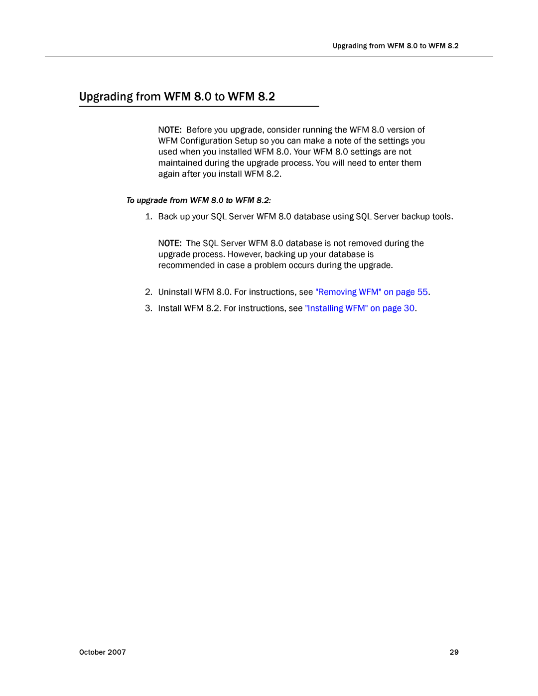 Cisco Systems none manual Upgrading from WFM 8.0 to WFM 