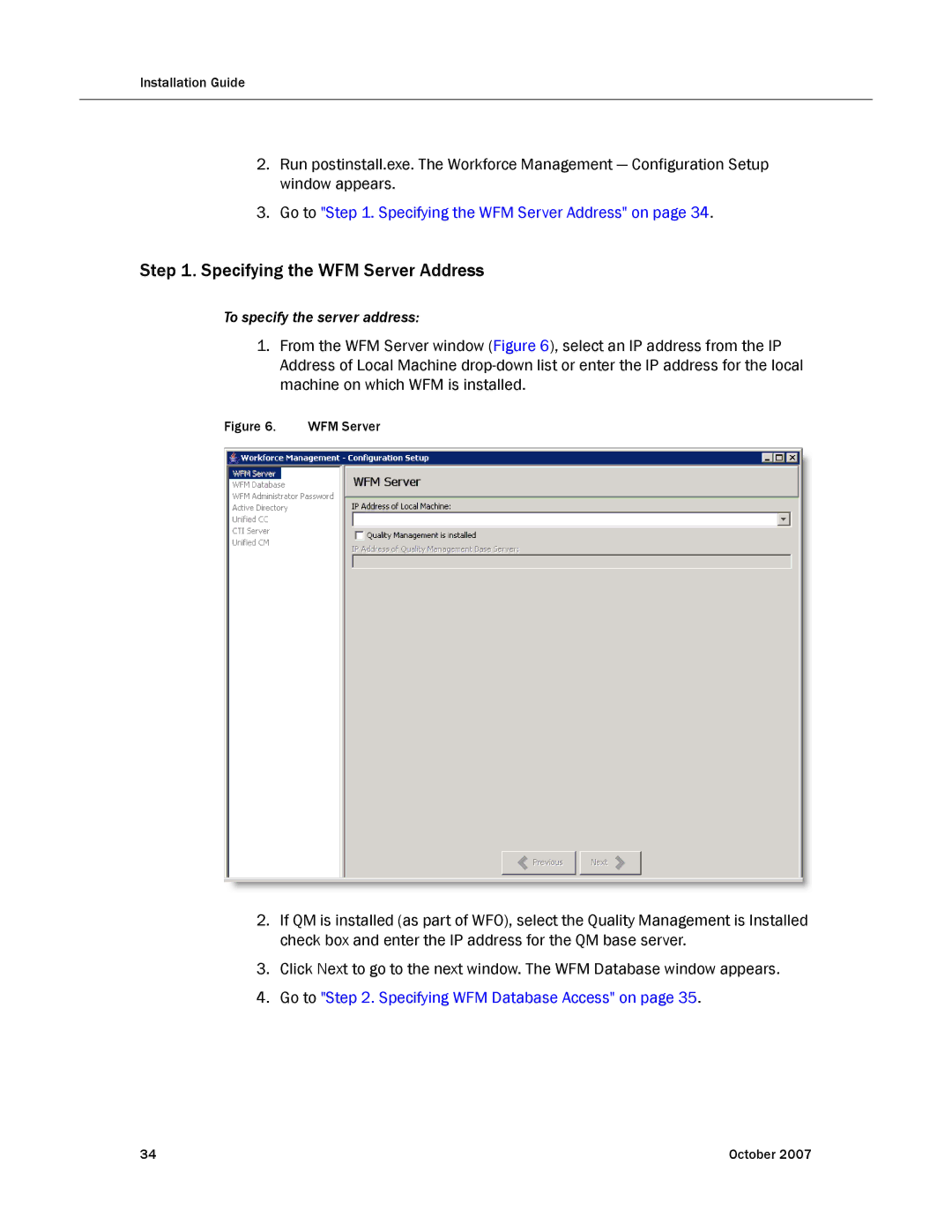 Cisco Systems none manual Specifying the WFM Server Address 