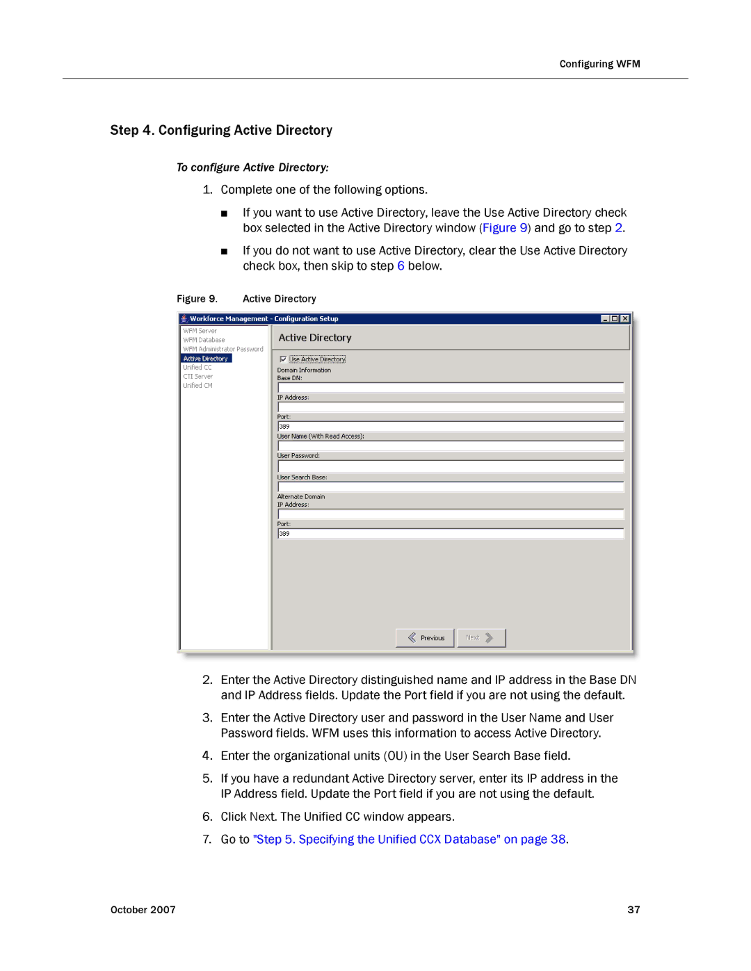 Cisco Systems none manual Configuring Active Directory, Complete one of the following options 