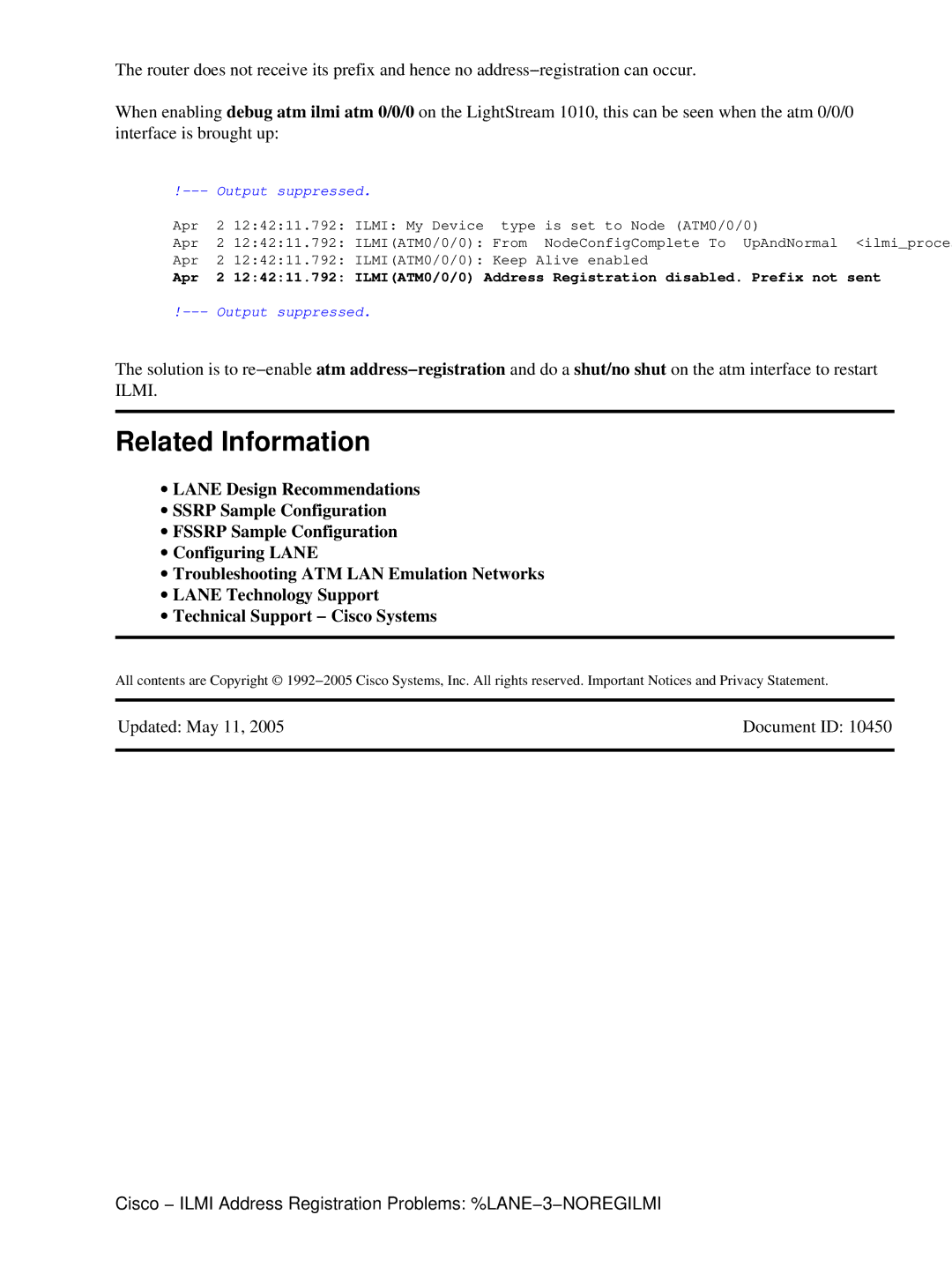 Cisco Systems NOREGILMI manual Related Information, Updated May 11 Document ID 