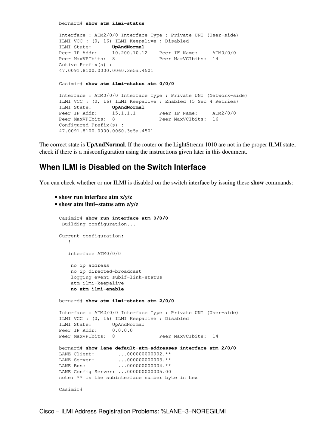 Cisco Systems NOREGILMI manual When Ilmi is Disabled on the Switch Interface 