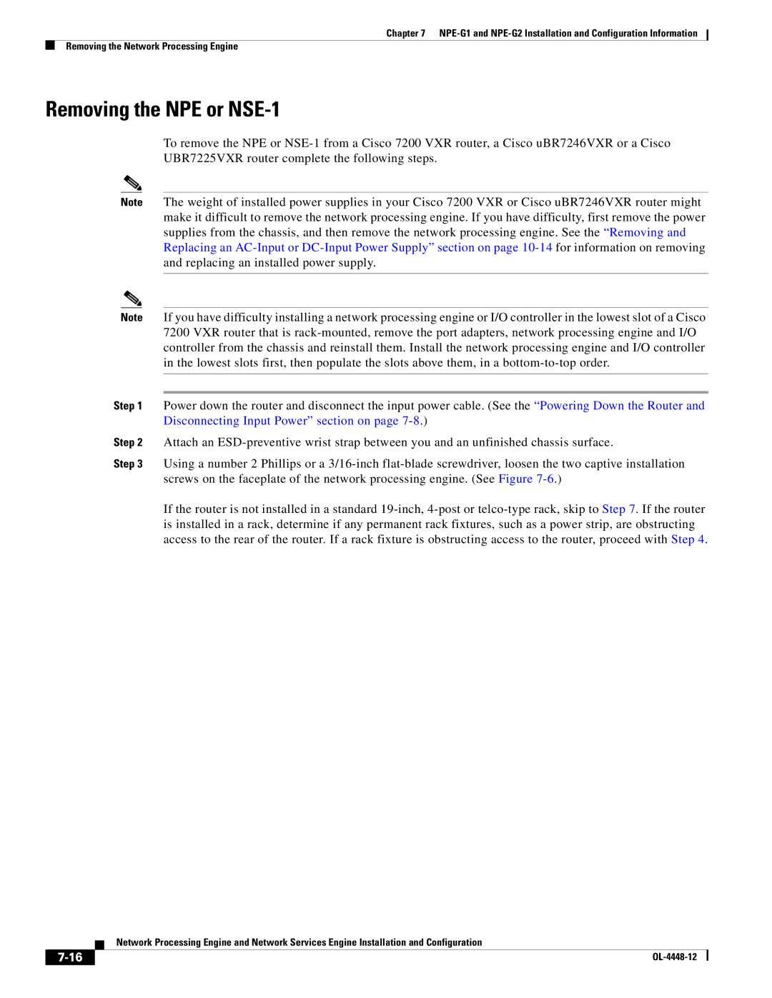 Cisco Systems NPE-225, NPE-175 manual Removing the NPE or NSE-1 