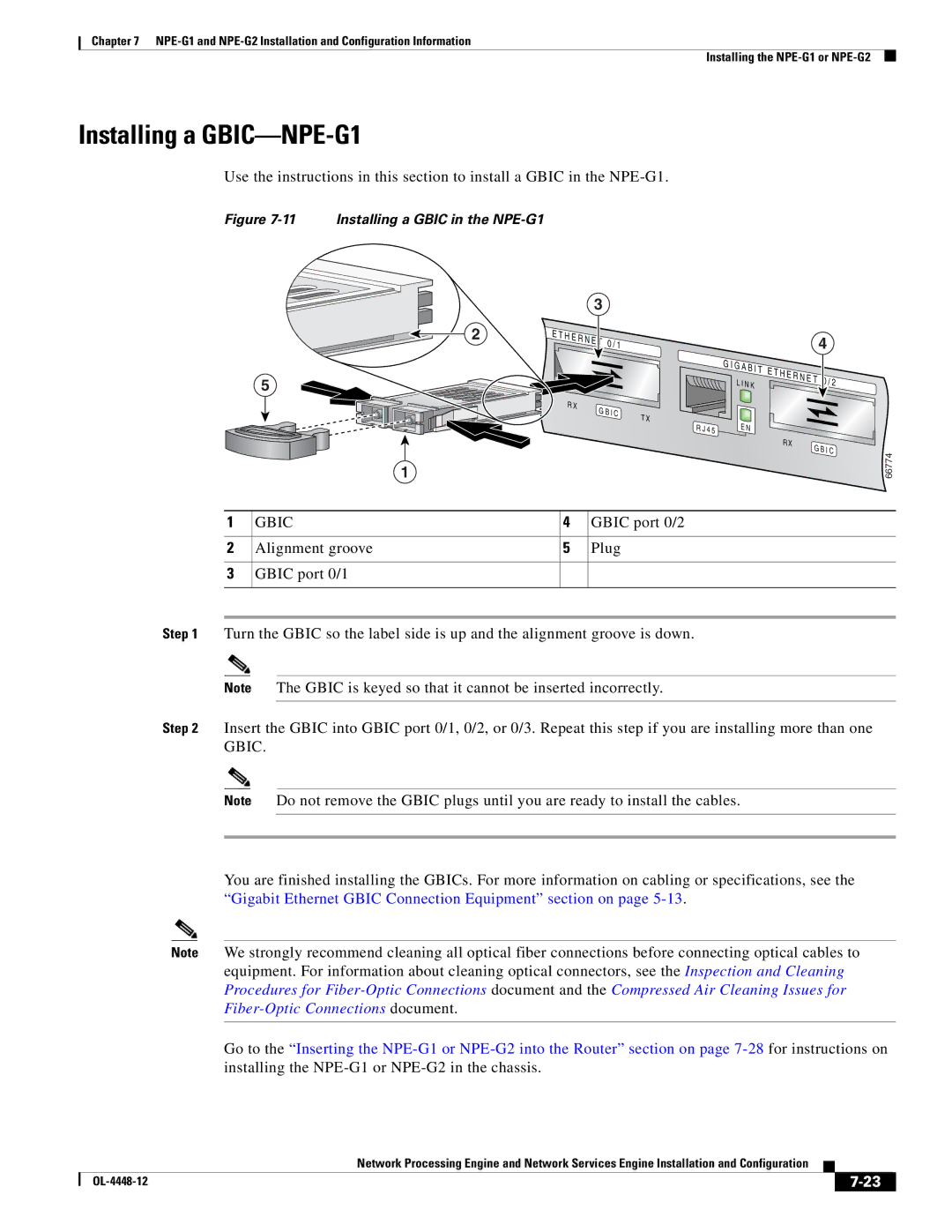 Cisco Systems NPE-175, NPE-225 manual Installing a GBIC-NPE-G1, Gbic port 0/2 