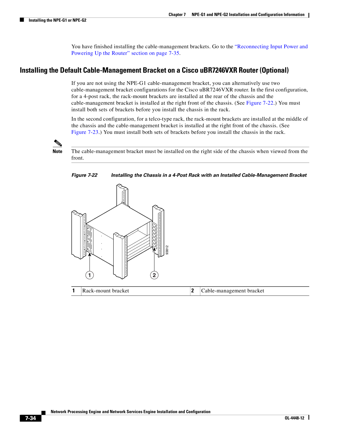 Cisco Systems NPE-225, NPE-175 manual Rack-mount bracket Cable-management bracket 