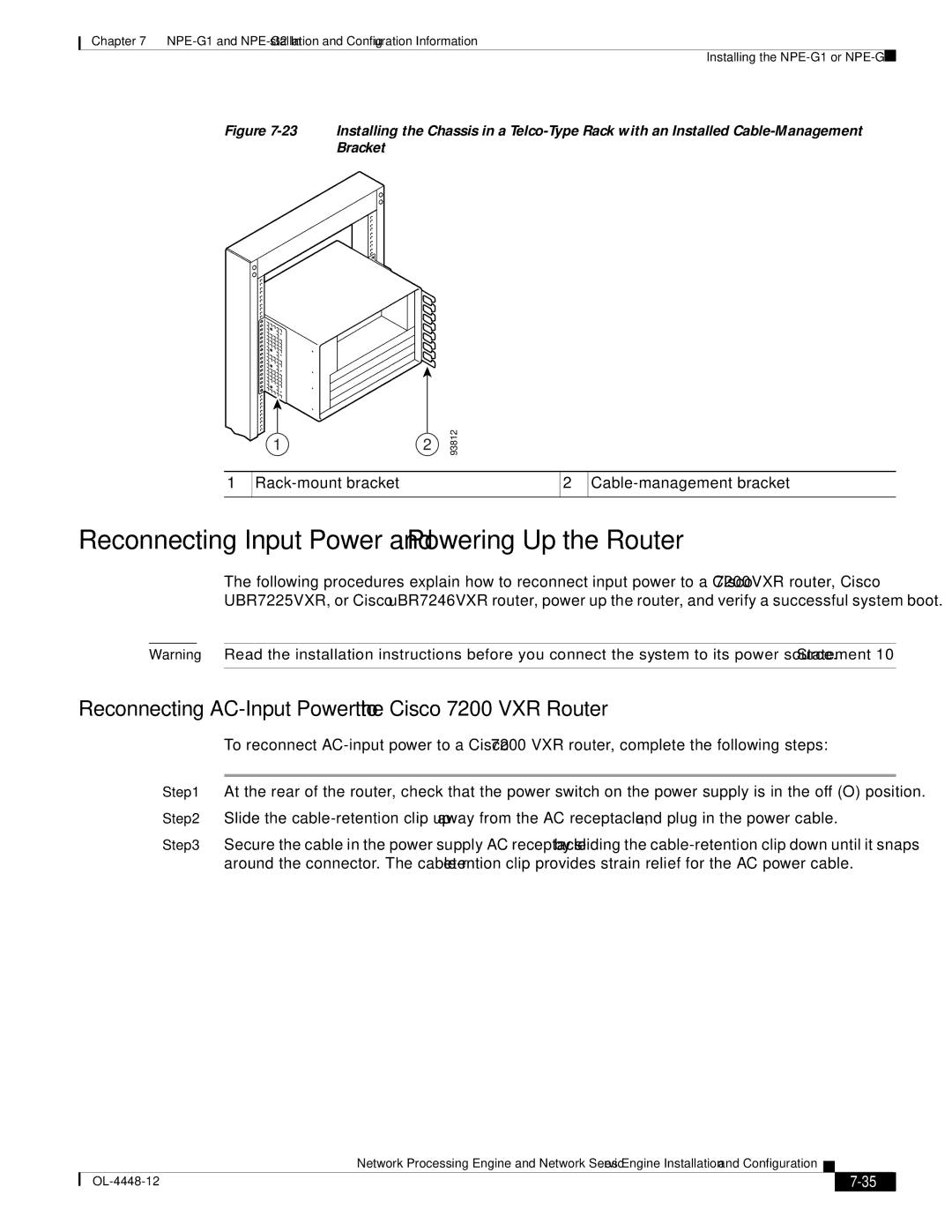 Cisco Systems NPE-175, NPE-225 manual Reconnecting Input Power and Powering Up the Router 