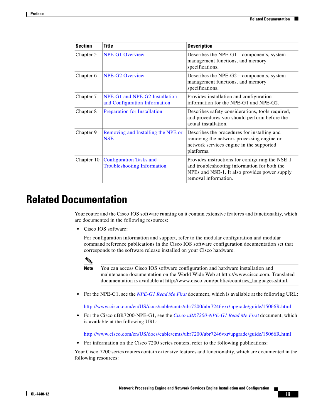 Cisco Systems NPE-175, NPE-225 manual Related Documentation 