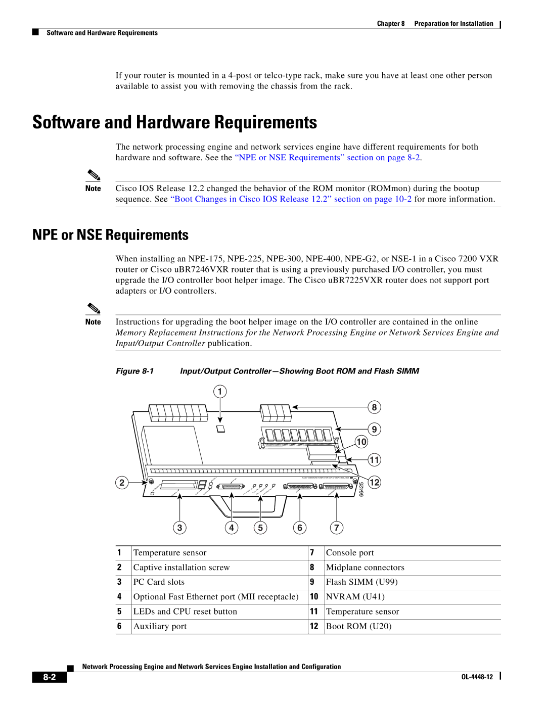 Cisco Systems NPE-225, NPE-175 manual Software and Hardware Requirements, NPE or NSE Requirements, Nvram U41 