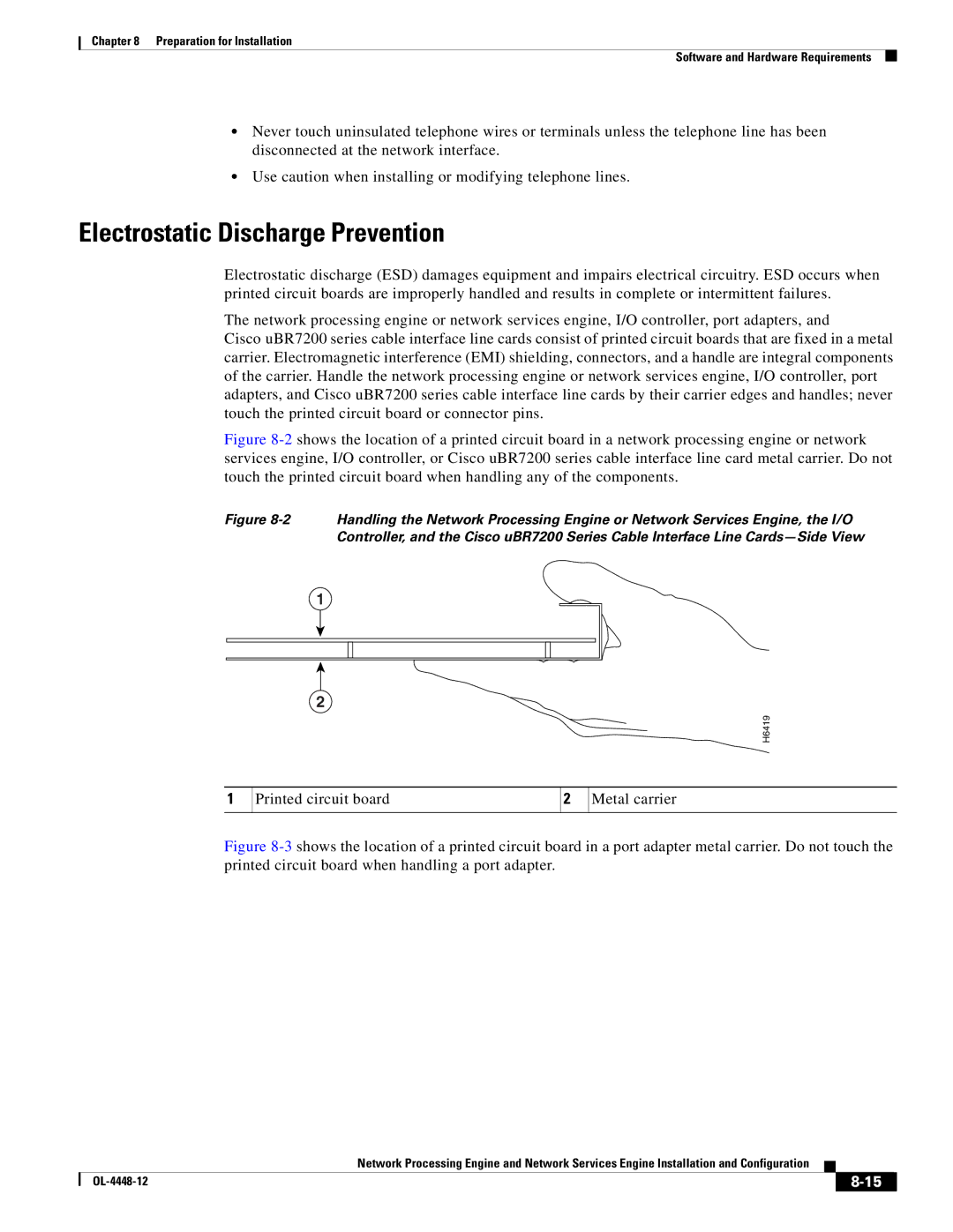 Cisco Systems NPE-175, NPE-225 manual Electrostatic Discharge Prevention, Printed circuit board Metal carrier 