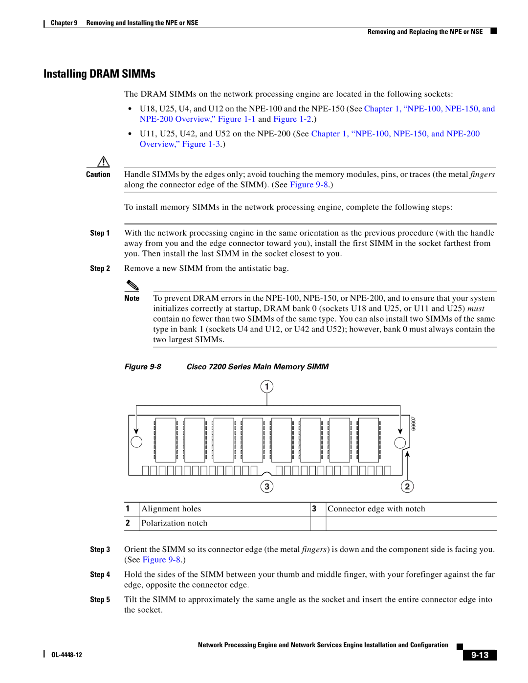 Cisco Systems NPE-175, NPE-225 manual Installing Dram SIMMs, Cisco 7200 Series Main Memory Simm 