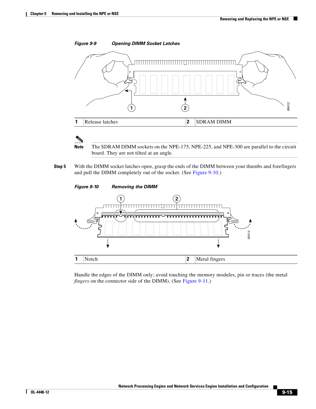 Cisco Systems NPE-175, NPE-225 manual Release latches, Sdram Dimm 