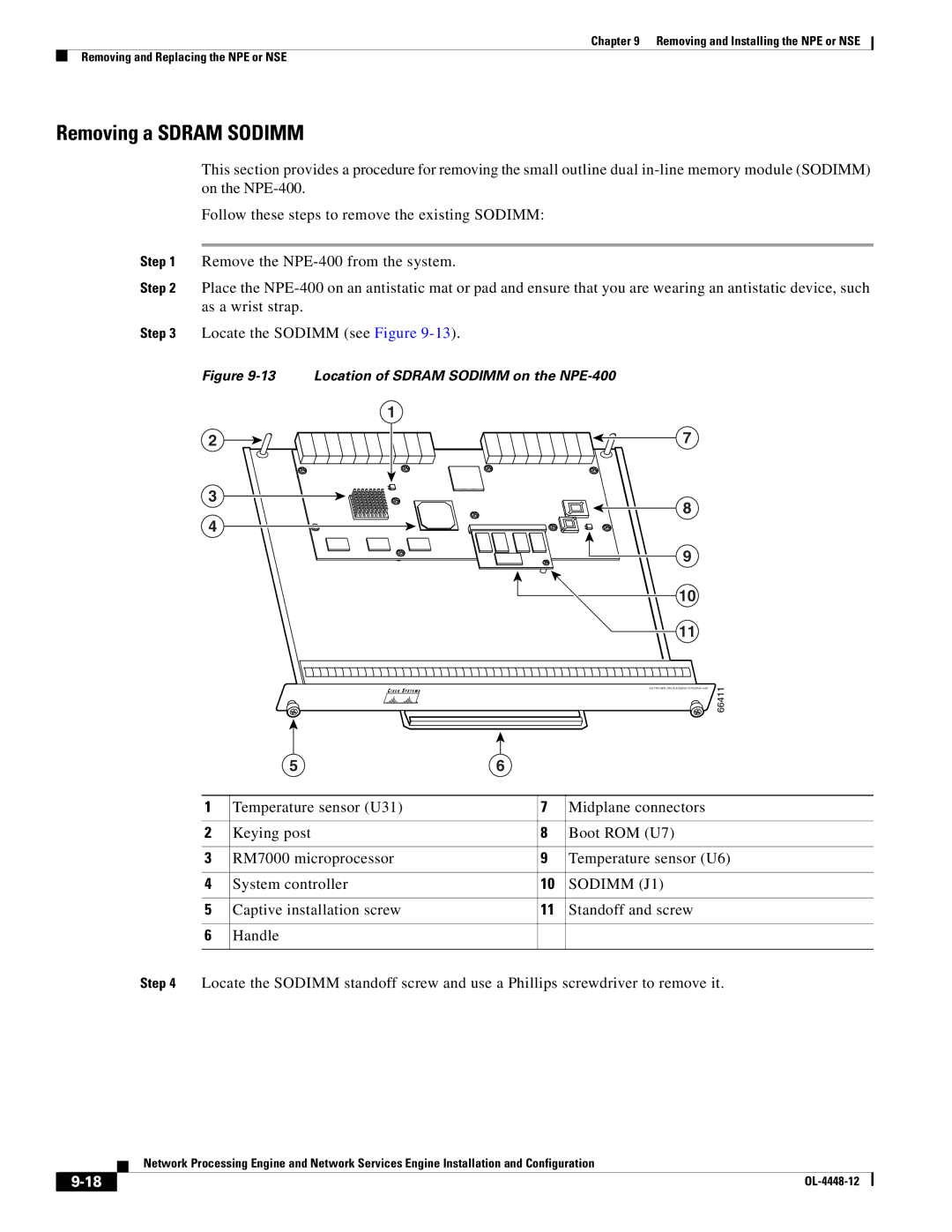 Cisco Systems NPE-225, NPE-175 manual Removing a Sdram Sodimm, Sodimm J1 