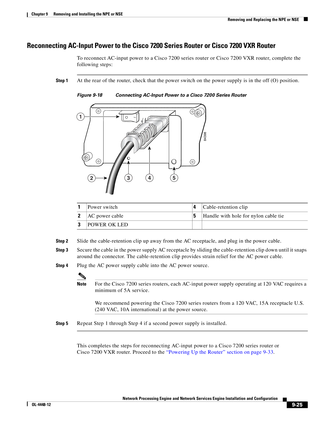 Cisco Systems NPE-175, NPE-225 manual Connecting AC-Input Power to a Cisco 7200 Series Router 