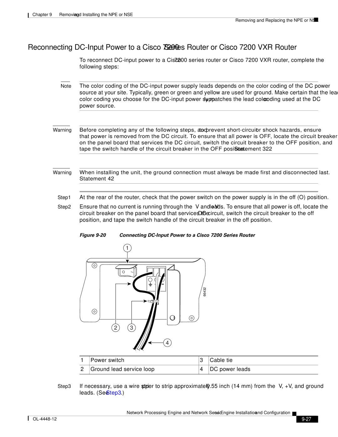 Cisco Systems NPE-175, NPE-225 manual Connecting DC-Input Power to a Cisco 7200 Series Router 