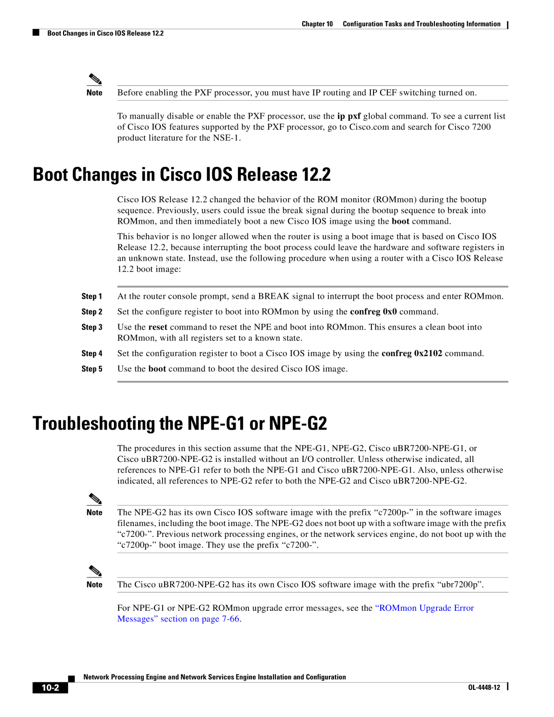 Cisco Systems NPE-225, NPE-175 manual Boot Changes in Cisco IOS Release, 10-2 