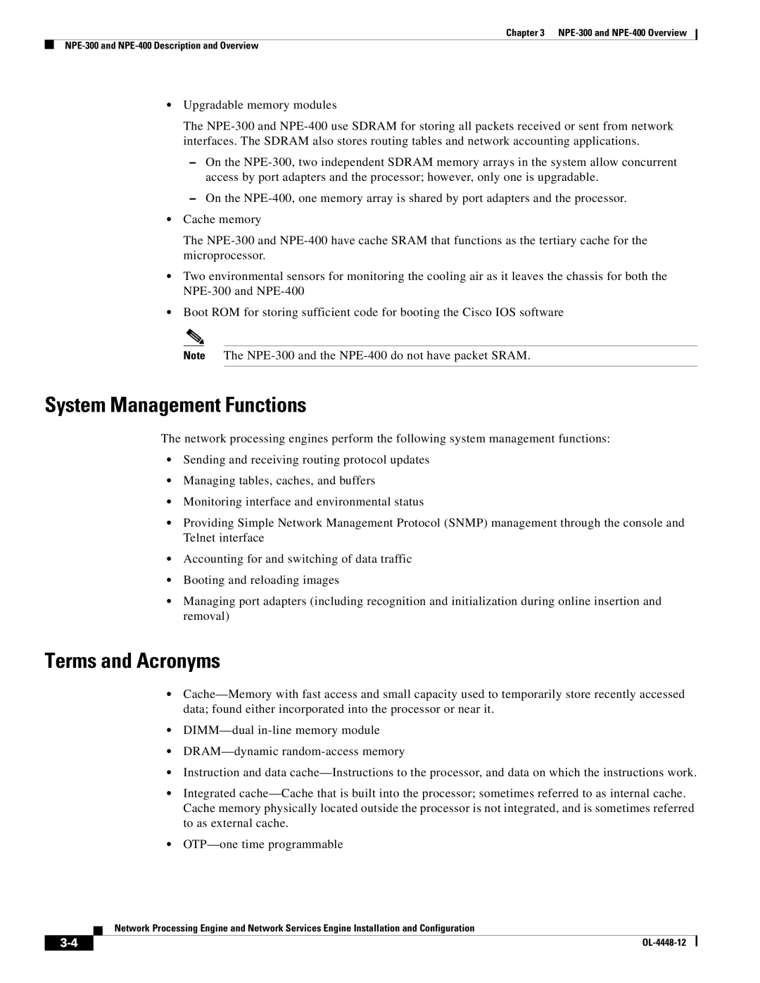 Cisco Systems NPE-225, NPE-175 manual System Management Functions 