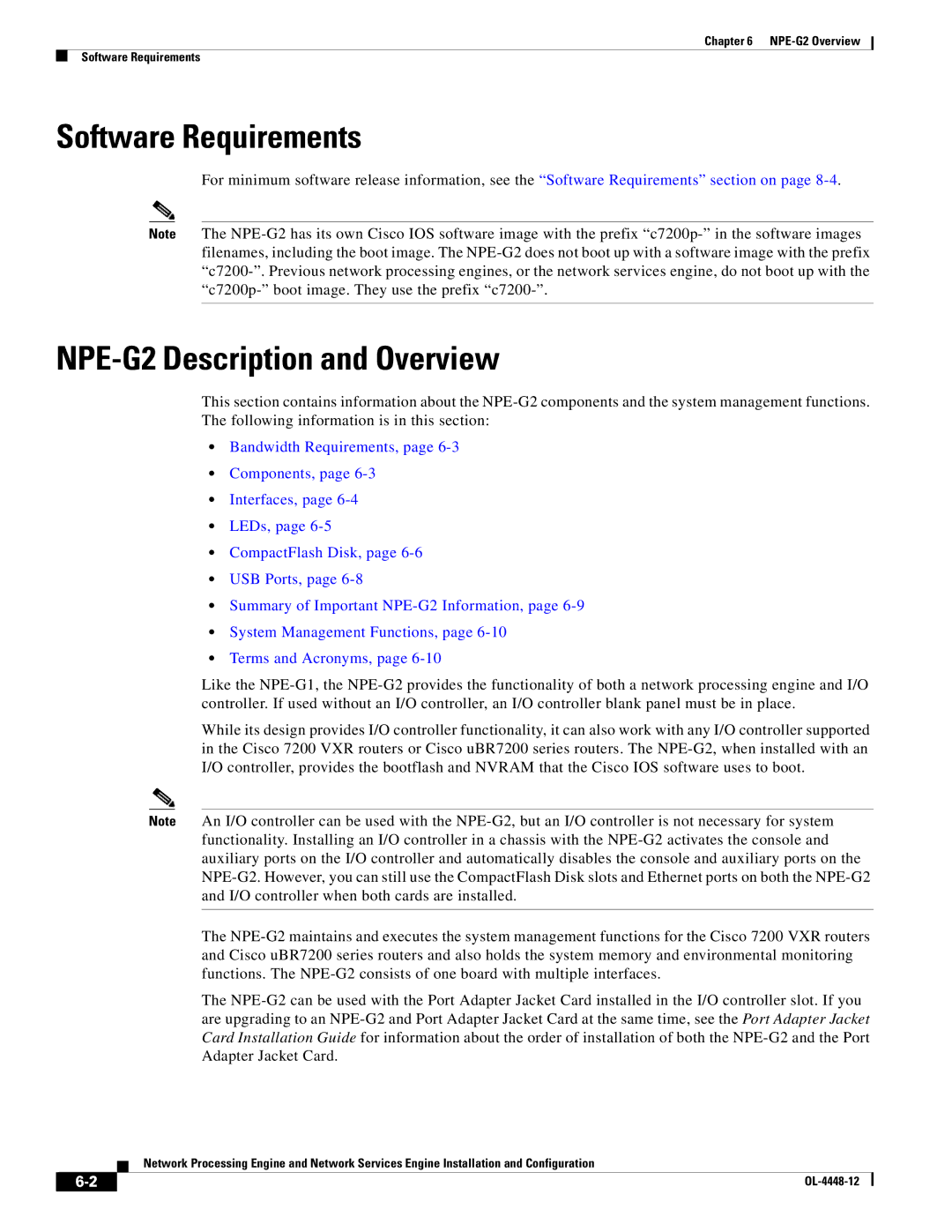 Cisco Systems NPE-225, NPE-175 manual Software Requirements, NPE-G2 Description and Overview 