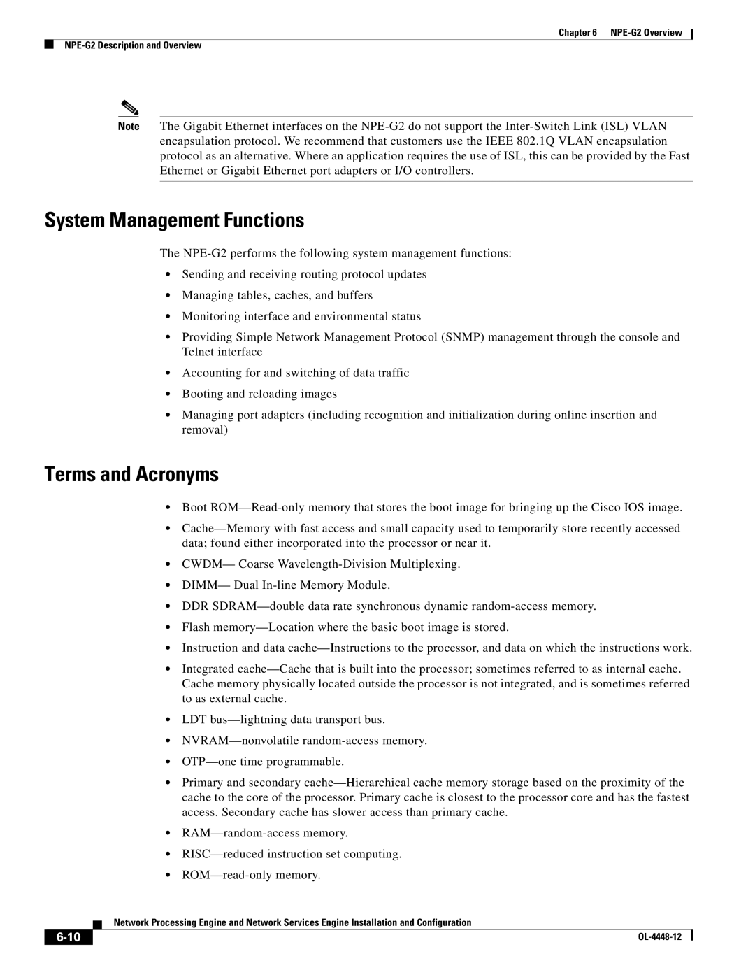 Cisco Systems NPE-225, NPE-175 manual System Management Functions 