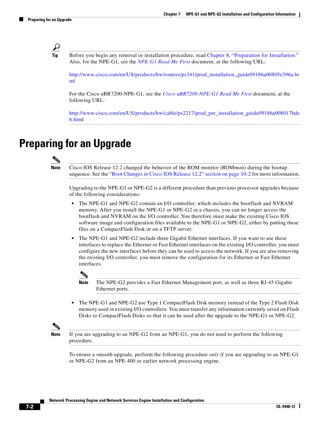 Cisco Systems NPE-225, NPE-175 manual Preparing for an Upgrade 