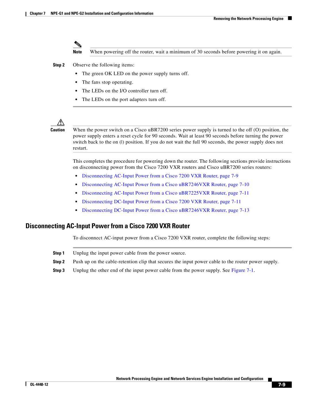 Cisco Systems NPE-175, NPE-225 manual Disconnecting AC-Input Power from a Cisco 7200 VXR Router 