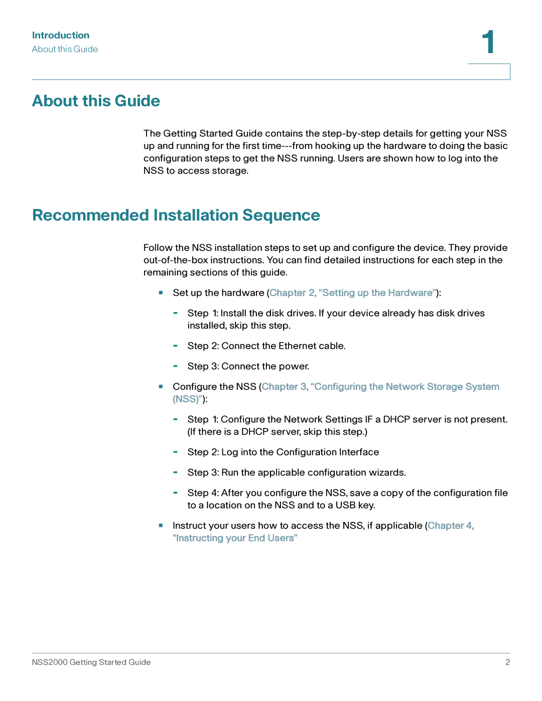 Cisco Systems NSS2000 Series manual About this Guide, Recommended Installation Sequence 