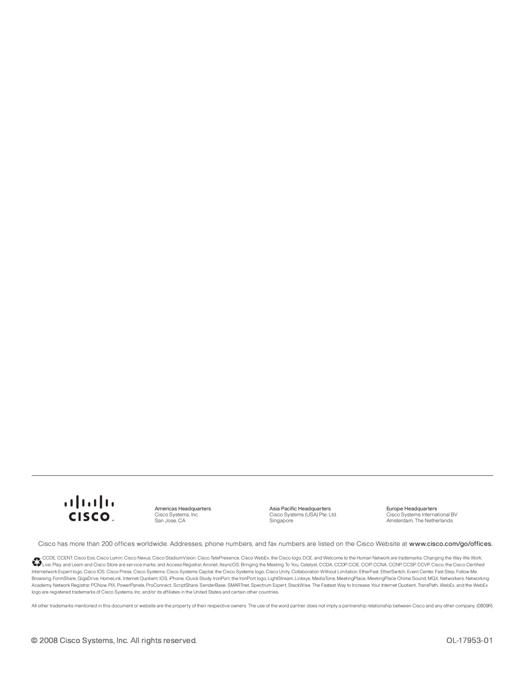 Cisco Systems NSS2000 Series manual Cisco Systems, Inc. All rights reserved, OL-17953-01 