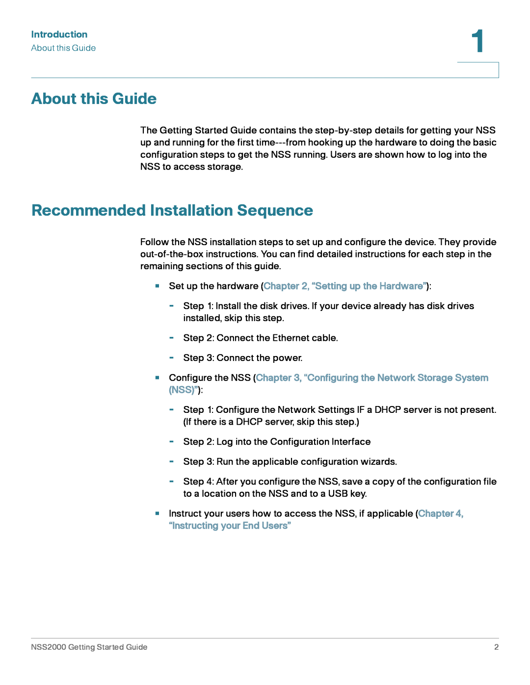 Cisco Systems NSS2000 Series manual About this Guide, Recommended Installation Sequence, Introduction 