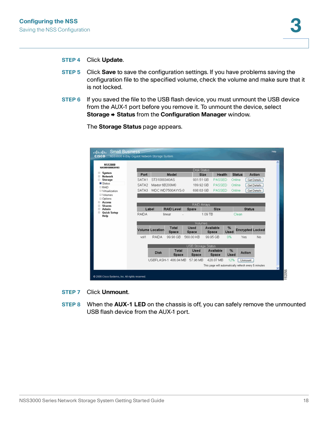 Cisco Systems NSS3000 Series manual Click Update 