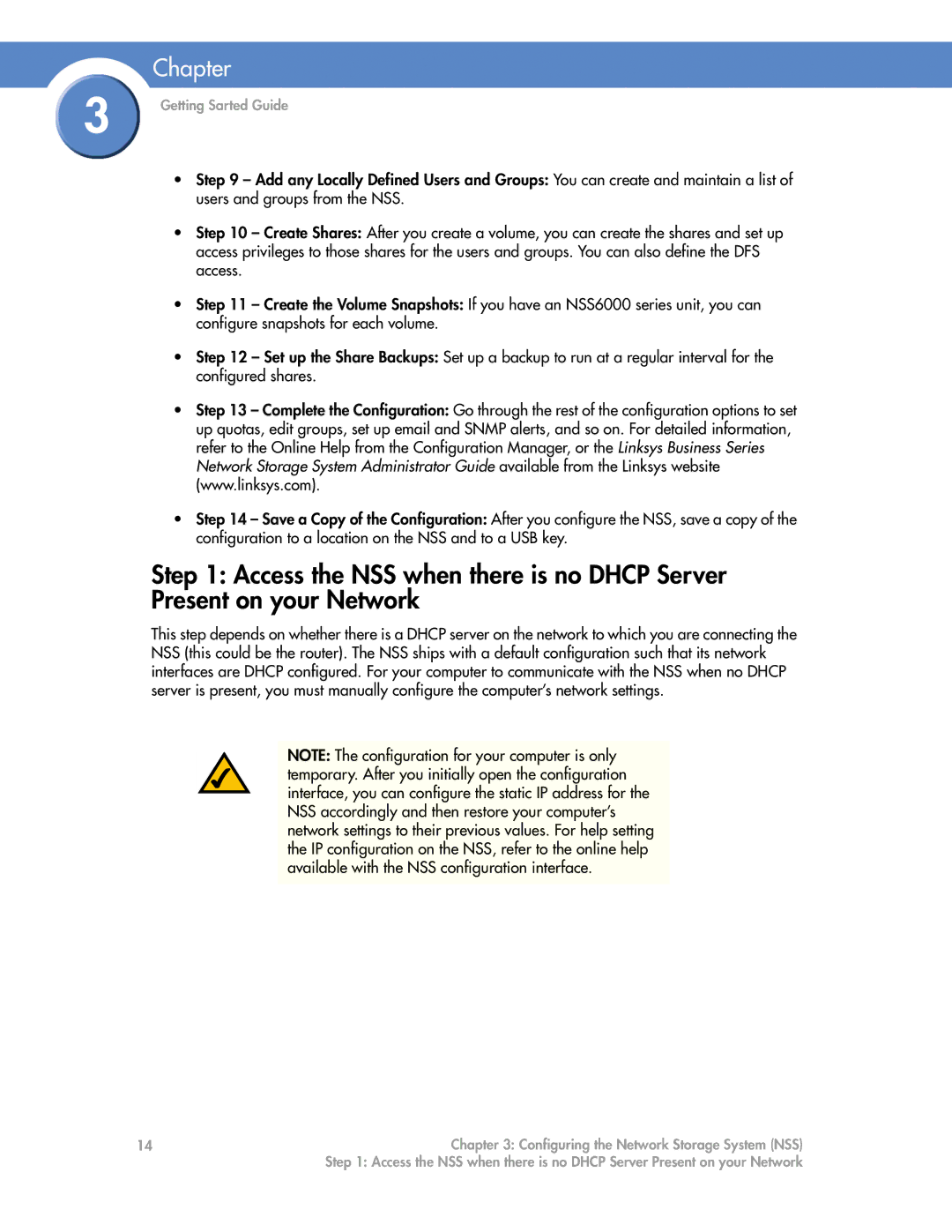 Cisco Systems NSS6000, NSS4000 manual Configuring the Network Storage System NSS 