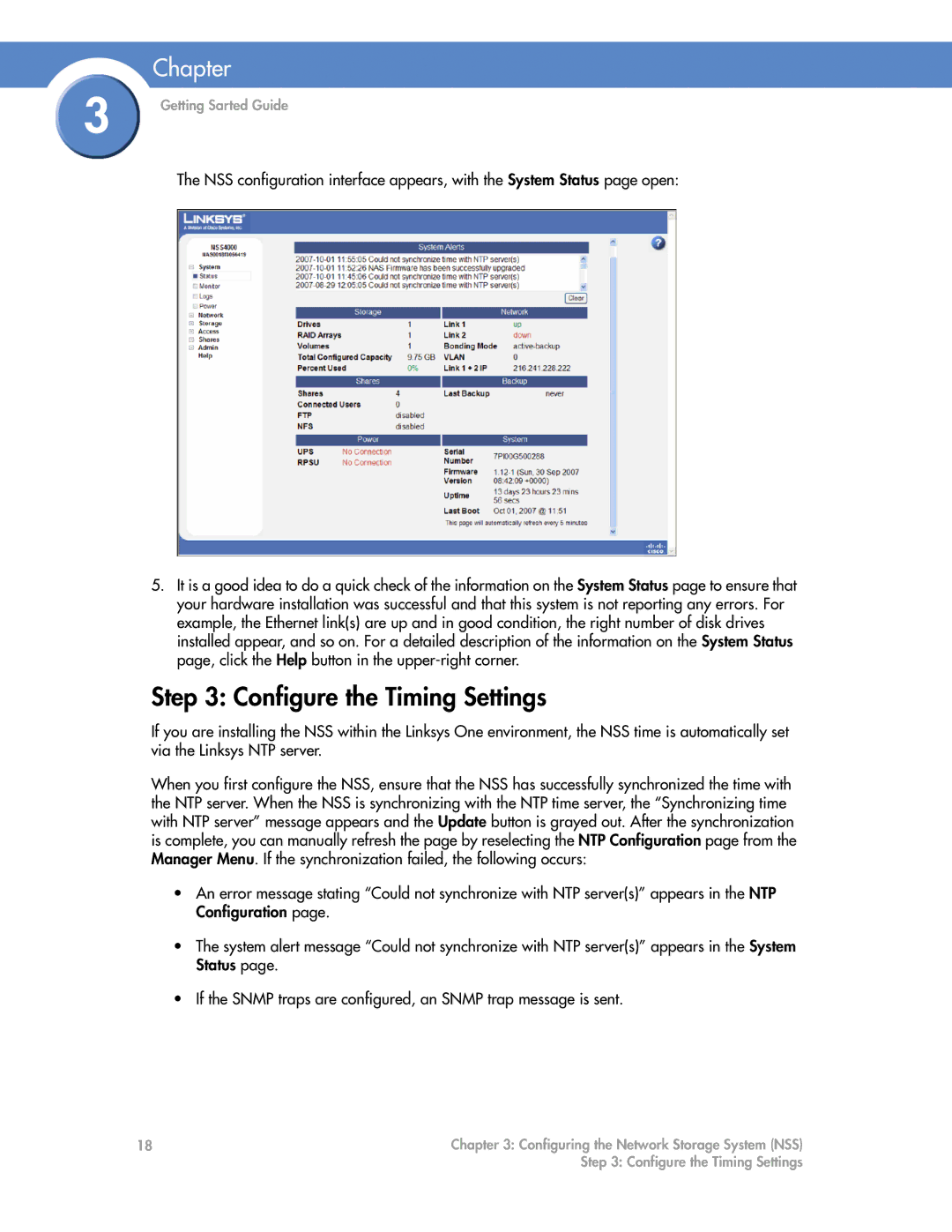 Cisco Systems NSS6000, NSS4000 manual Configure the Timing Settings 