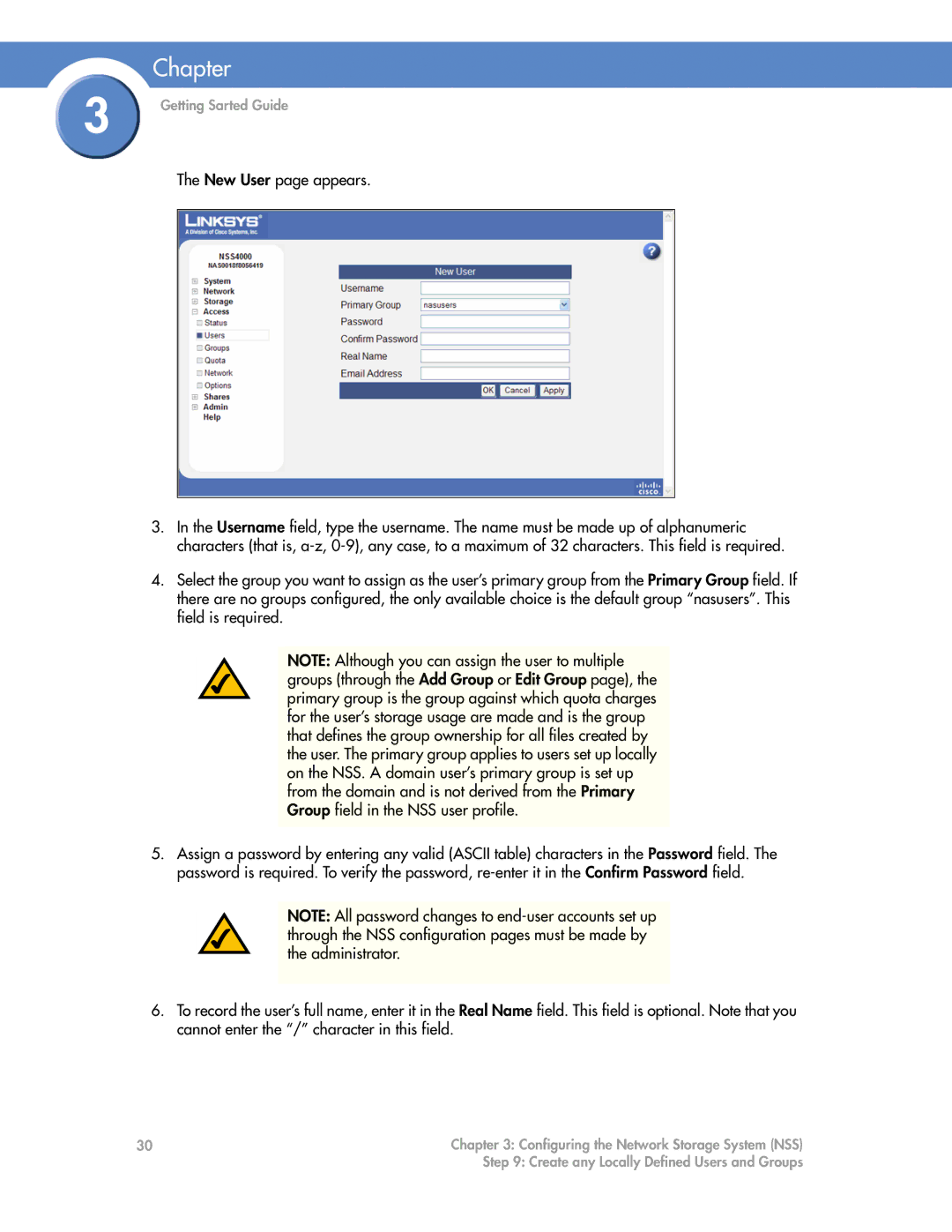 Cisco Systems NSS6000, NSS4000 manual New User page appears 