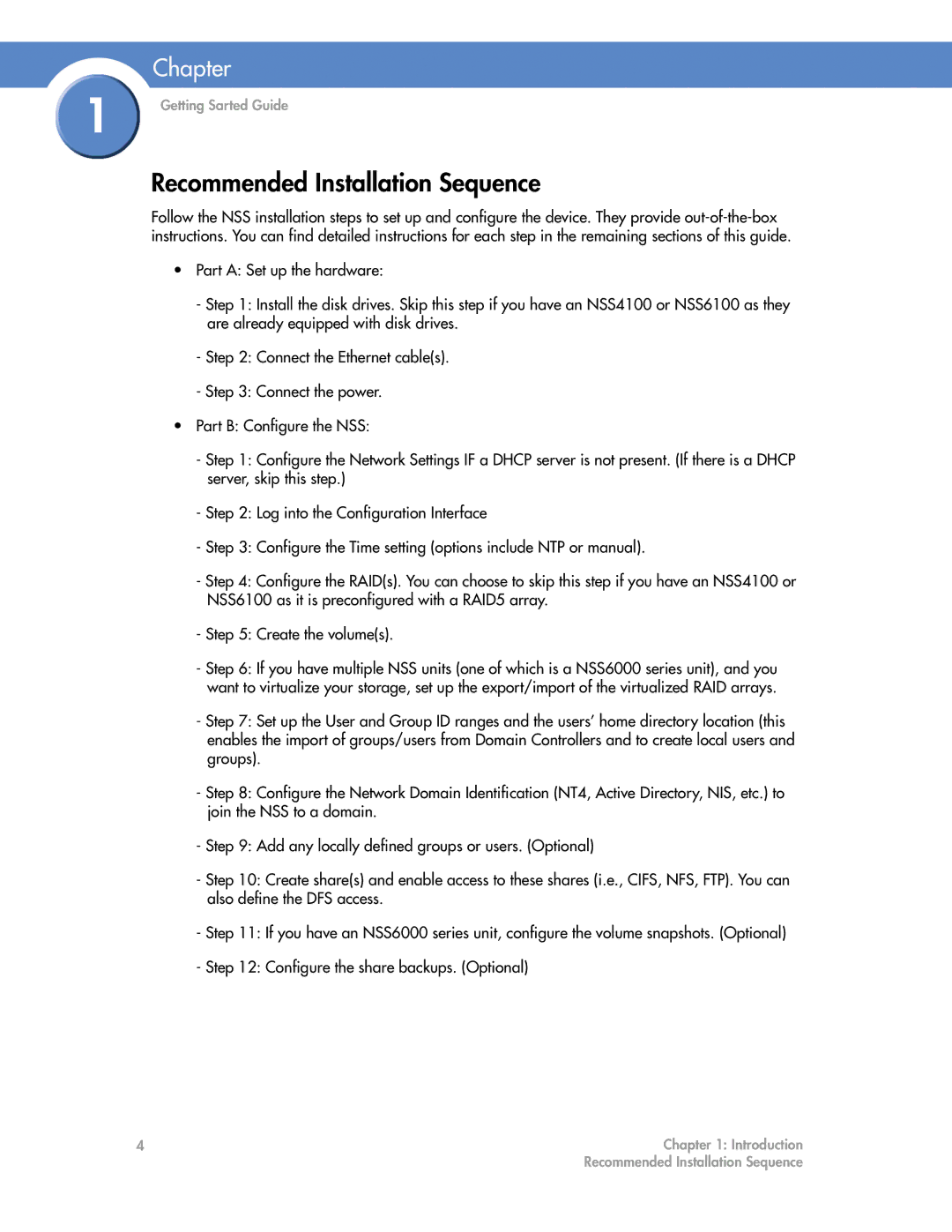 Cisco Systems NSS6000, NSS4000 manual Recommended Installation Sequence 