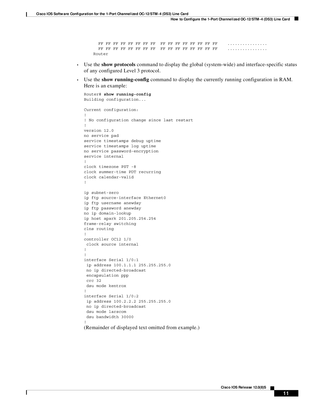 Cisco Systems OC-12/STM-14 manual Router# show running-config, Ip subnet-zero 