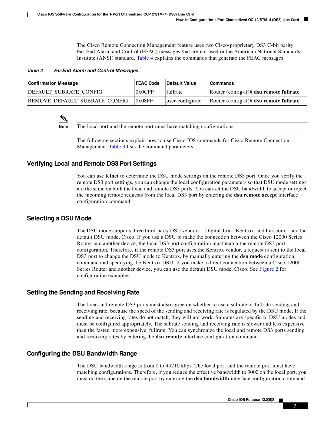 Cisco Systems OC-12/STM-14 manual Verifying Local and Remote DS3 Port Settings, Selecting a DSU Mode 