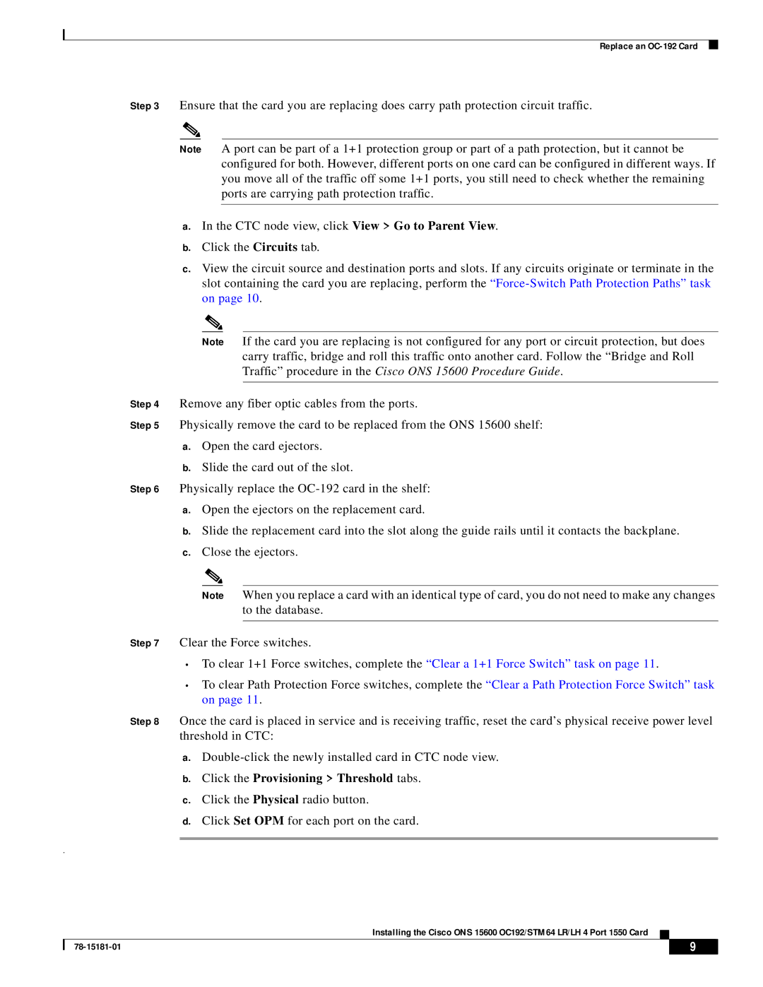 Cisco Systems OC192/STM64 LR/LH 4 technical specifications Click the Provisioning Threshold tabs 