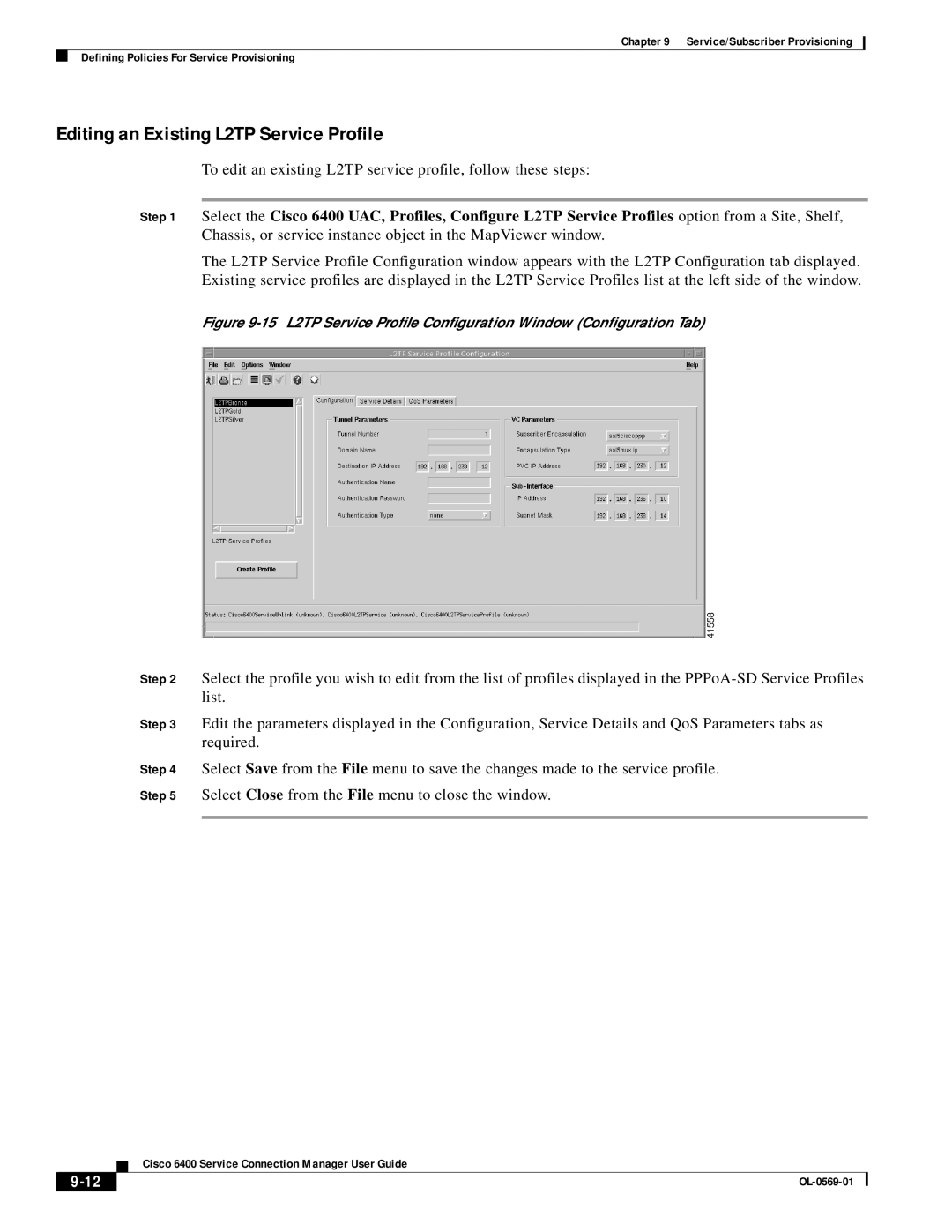 Cisco Systems OL-0569-01 manual Editing an Existing L2TP Service Profile 