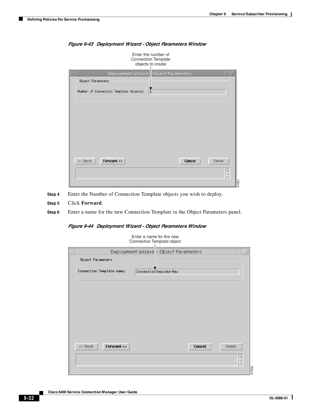 Cisco Systems OL-0569-01 manual Deployment Wizard Object Parameters Window 