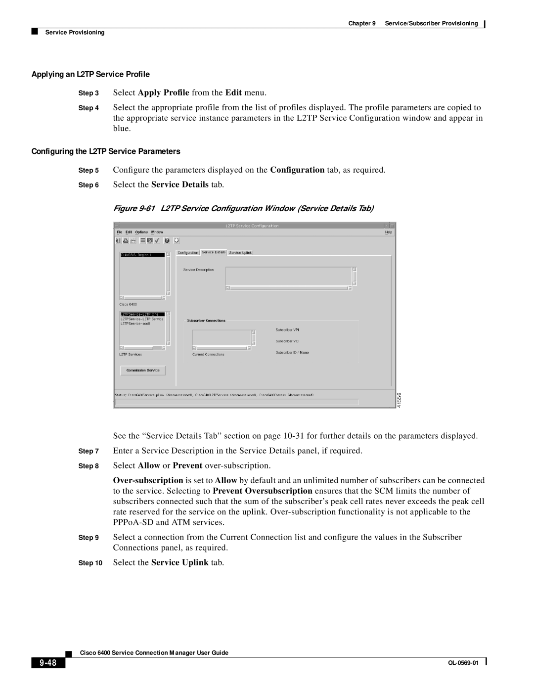 Cisco Systems OL-0569-01 manual Applying an L2TP Service Profile, Configuring the L2TP Service Parameters 