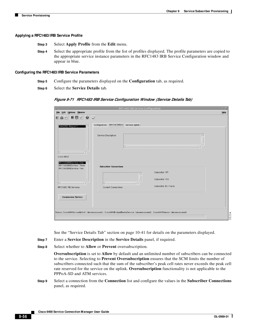 Cisco Systems OL-0569-01 manual Applying a RFC1483 IRB Service Profile, Configuring the RFC1483 IRB Service Parameters 