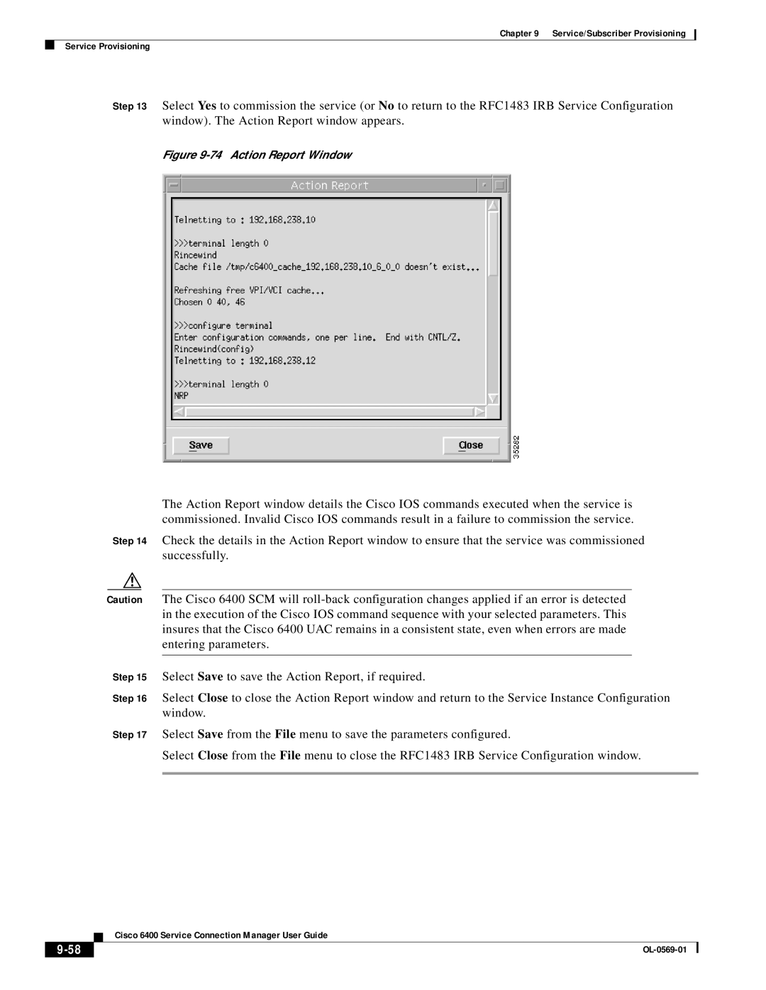 Cisco Systems OL-0569-01 manual Action Report Window 