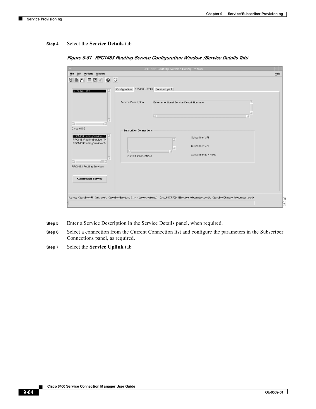 Cisco Systems OL-0569-01 manual Select the Service Details tab 