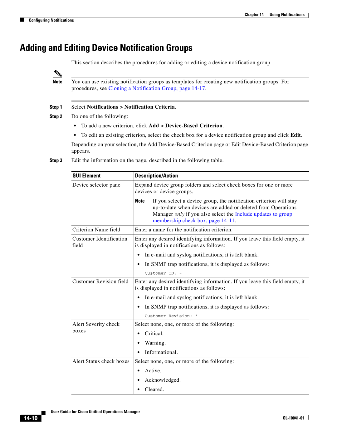 Cisco Systems OL-10041-01 appendix Adding and Editing Device Notification Groups, Membership check box, 14-10 