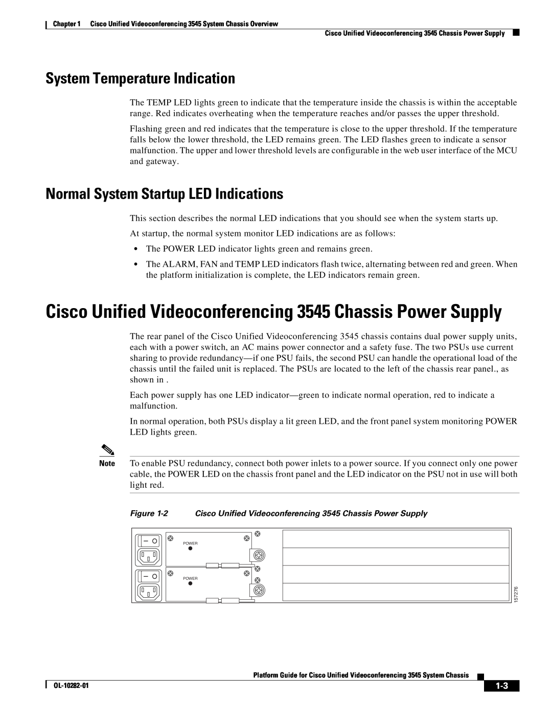 Cisco Systems OL-10282-01 manual System Temperature Indication, Normal System Startup LED Indications 